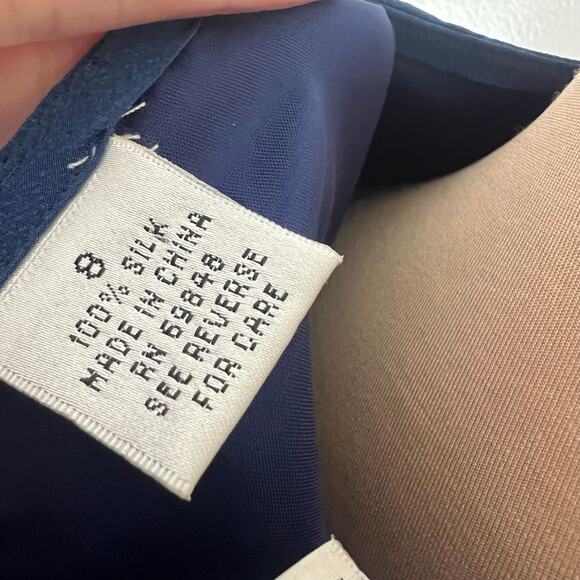 Vtg Antonia Collection 100% Silk Dress 8 Womens Blue Shift Mini Work Minimalist - Picture 7 of 8